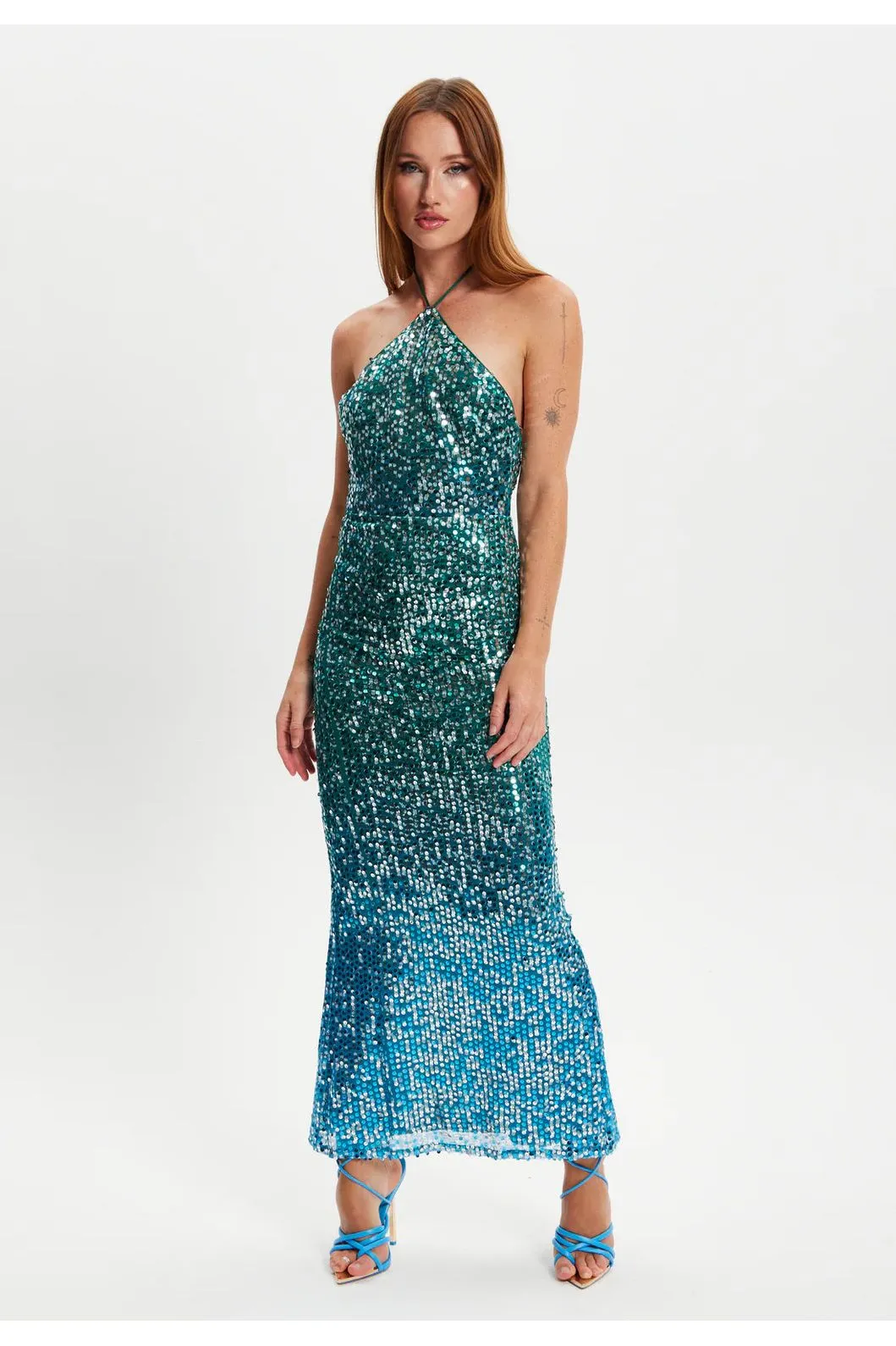 Halter Neck Maxi Sequin Dress by Liquorish sold by Goddiva product image thumbnail 2