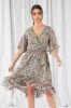 Double Second Floral Print Ruffle Midi Wrap Dress sold by Goddiva