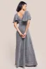 Sequin Lurex Flutter Sleeve Maxi Dress - Silver by Goddiva sold by Goddiva