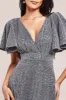 Sequin Lurex Flutter Sleeve Maxi Dress - Silver by Goddiva sold by Goddiva