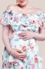 Maternity Pleated Bodice Chiffon Tiered Midi Dress - Cream by Goddiva sold by Goddiva