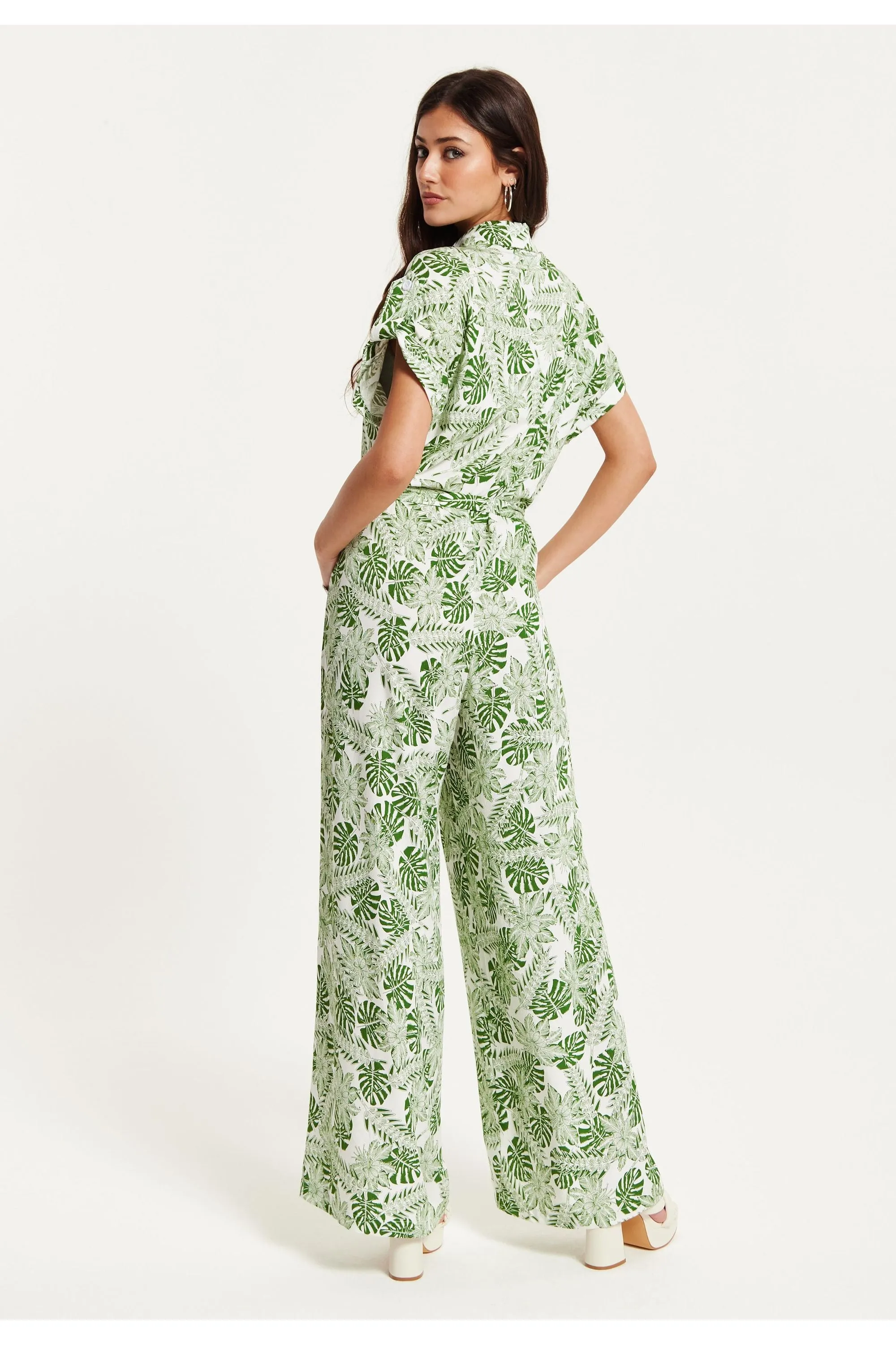 Green Leaf Printed Jumpsuit by Liquorish sold by Goddiva product image thumbnail 4