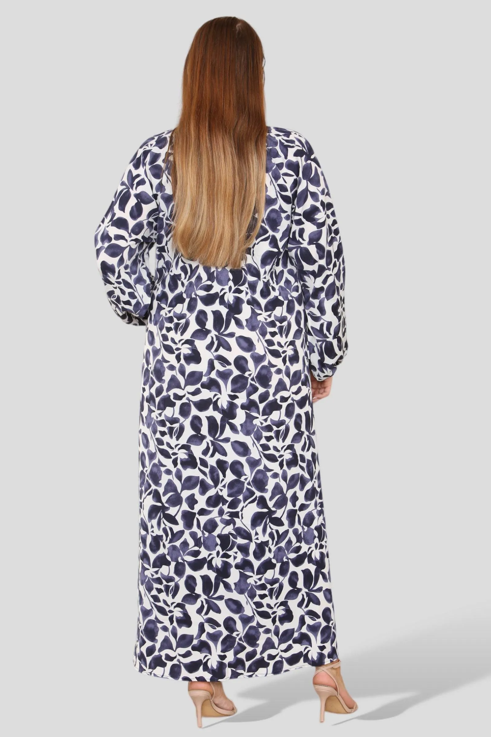 LOVE SUNSHINE Blue Floral Print Buttoned Curve Maxi Shirt Dress sold by Goddiva product image thumbnail 3