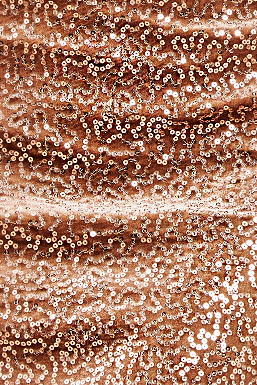 Bandeau Sequin & Velvet Midi Dress - Champagne by Goddiva sold by Goddiva product image thumbnail 4