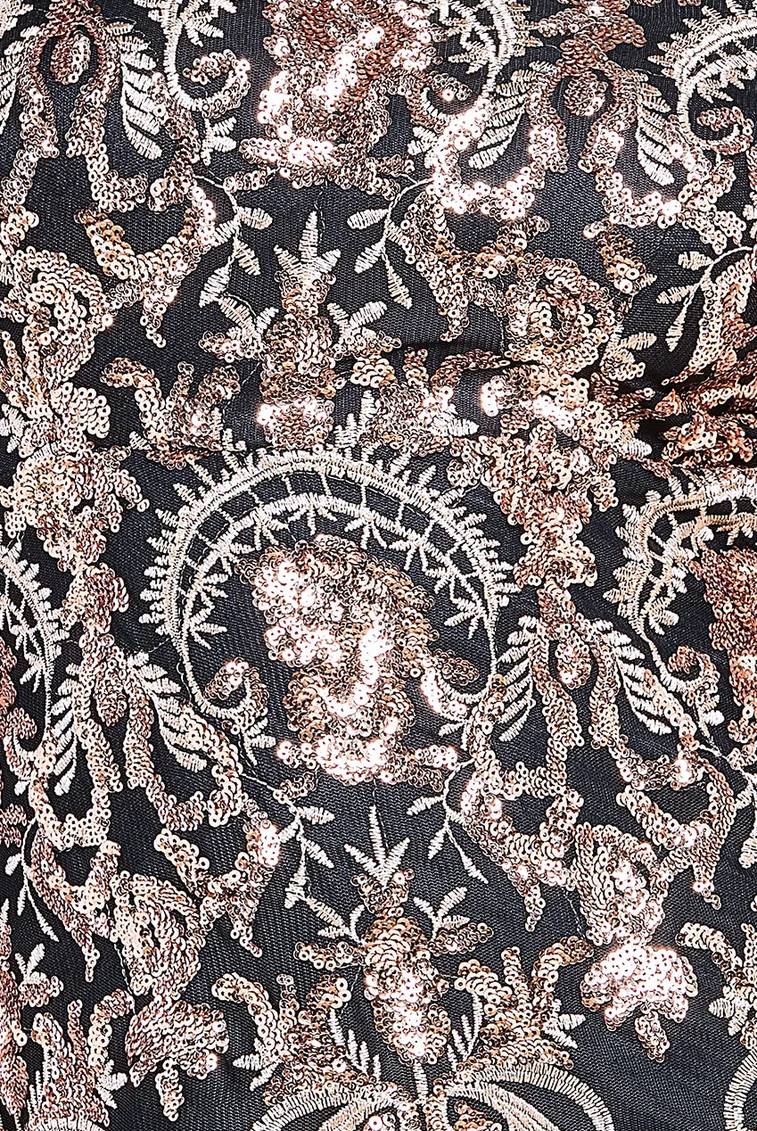 Bardot Sequin Embroidered Maxi Dress - Champagne by Goddiva sold by Goddiva product image thumbnail 4