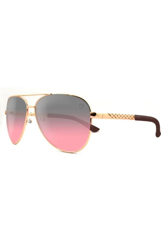 Ruby Rocks Metal Dominica Aviator Sunglasses With Embossed Temple In Gold sold by Goddiva