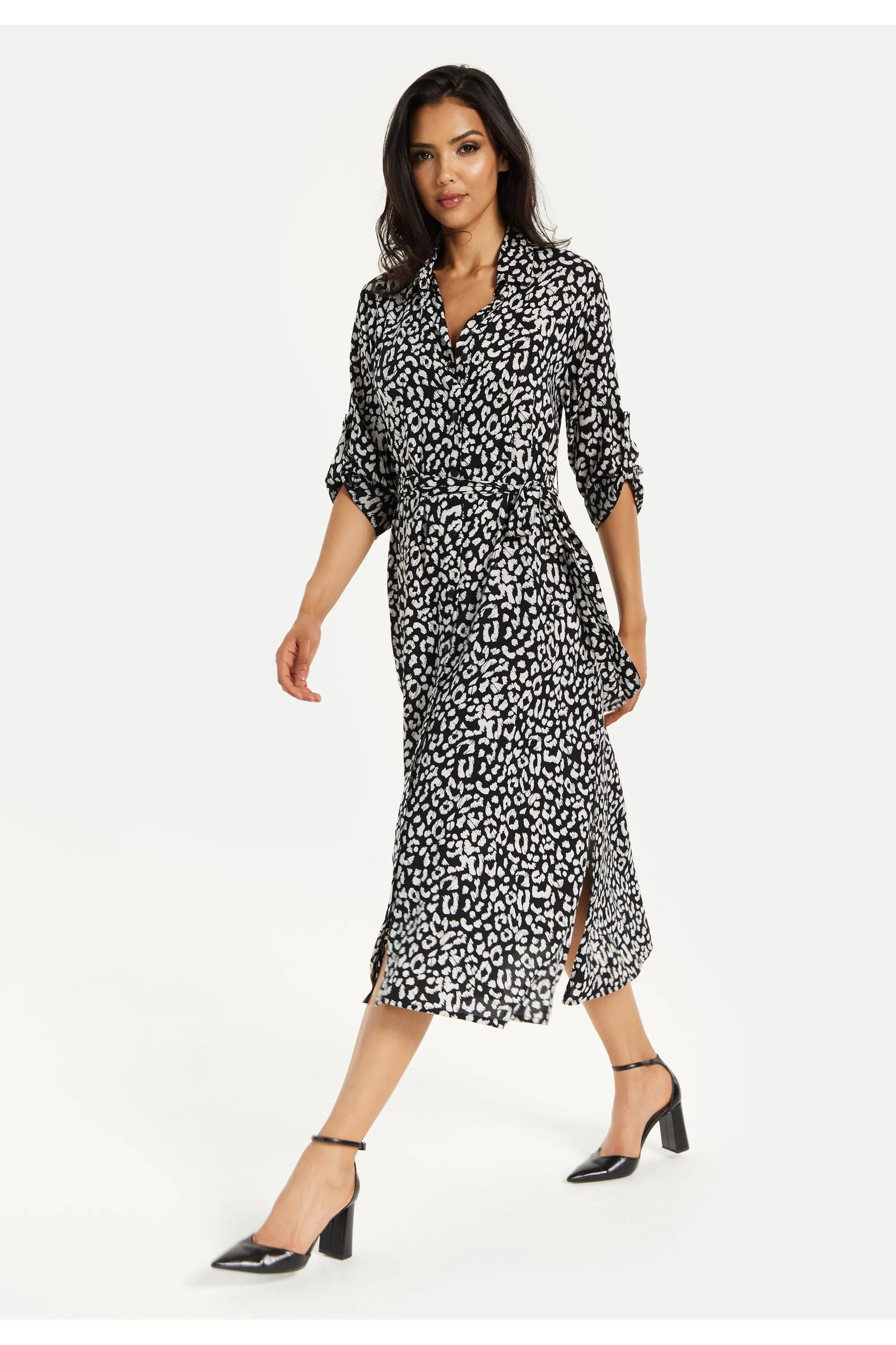 Leopard Print Button Through Midi Shirt Dress by Liquorish sold by Goddiva product image thumbnail 3