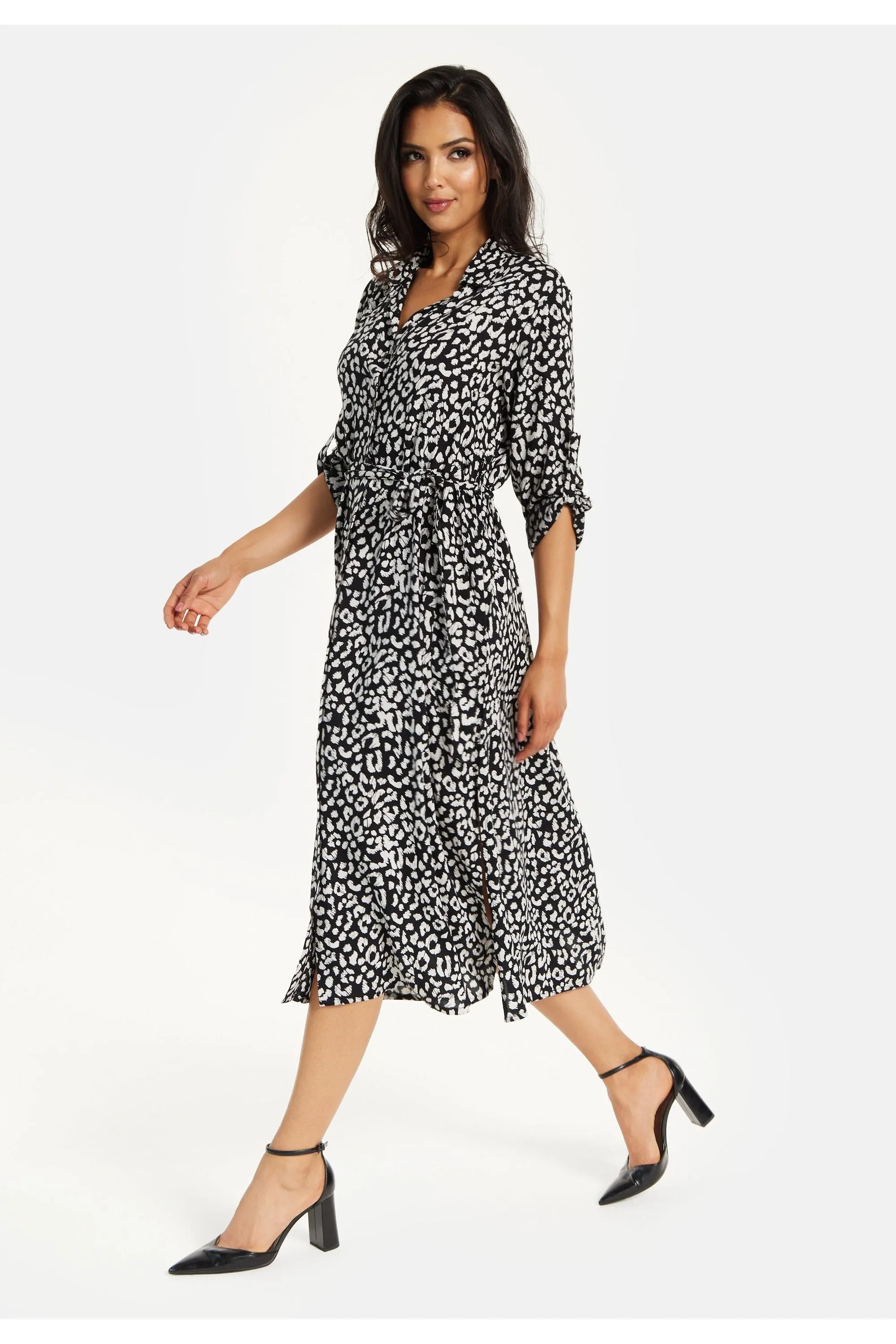 Leopard Print Button Through Midi Shirt Dress by Liquorish sold by Goddiva product image thumbnail 4