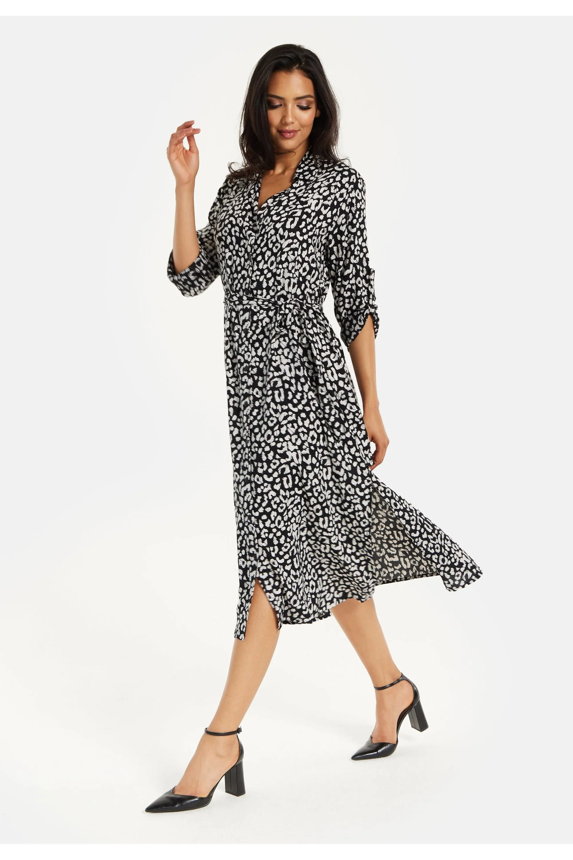 Leopard Print Button Through Midi Shirt Dress by Liquorish sold by Goddiva