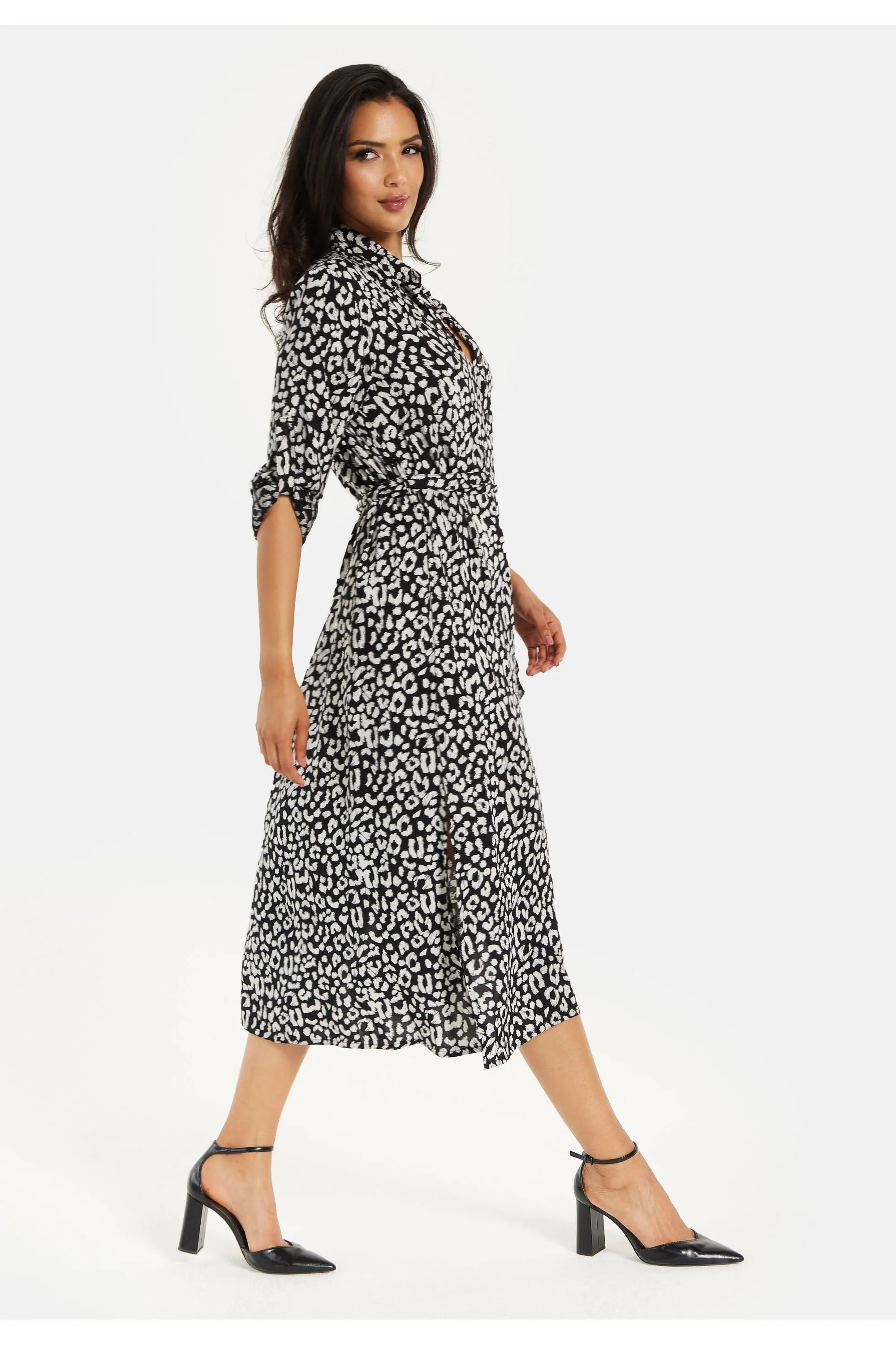 Leopard Print Button Through Midi Shirt Dress by Liquorish sold by Goddiva product image thumbnail 5