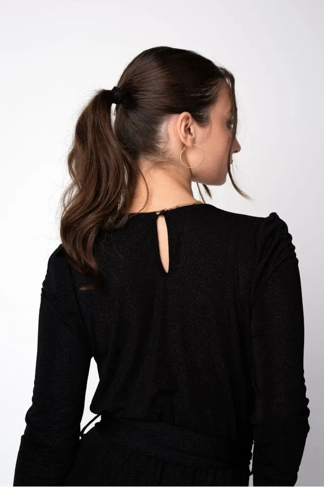 Black Metallic Stretch Jumpsuit by Double Second sold by Goddiva product image thumbnail 5