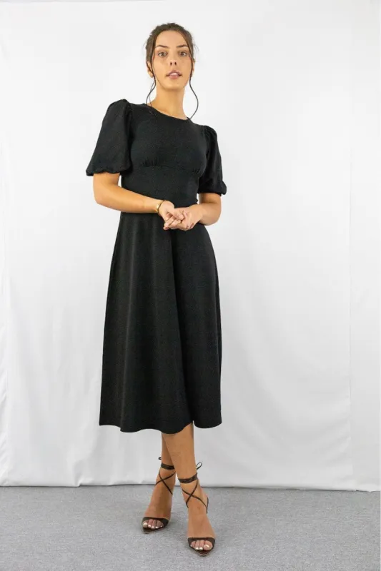 Signage Black Round Neck Mini Dress sold by Goddiva