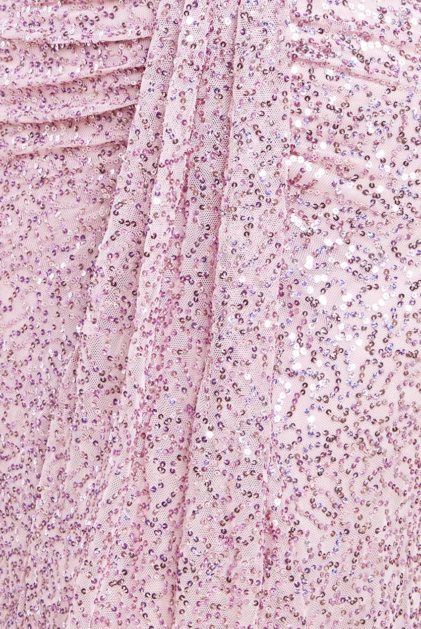 Plunge V-Neck Sequin Maxi Dress - Blush by Goddiva sold by Goddiva product image thumbnail 4