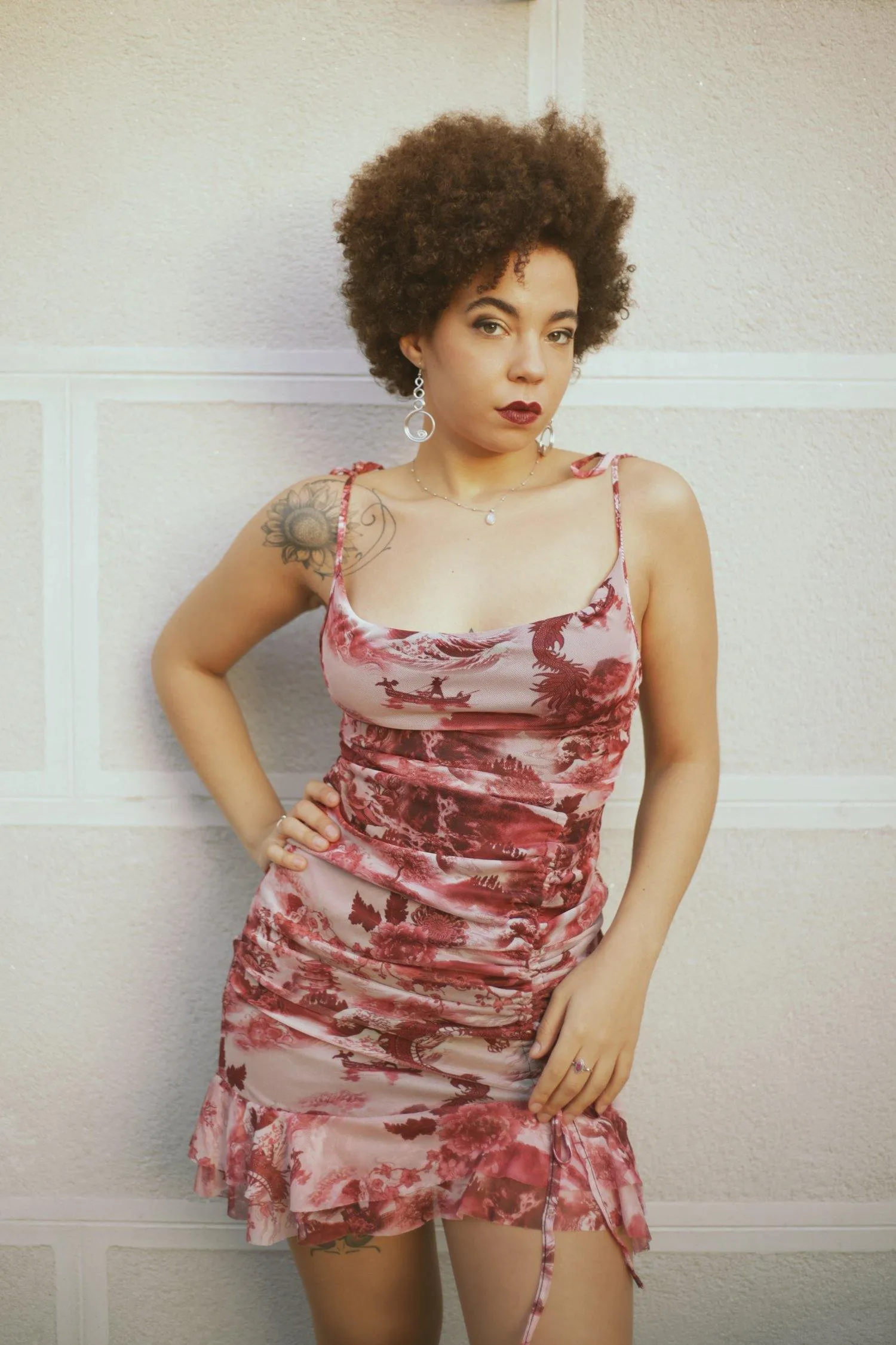 Print Cowl Neck Ruched Mini Dress by Avinci sold by Goddiva