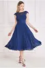 Crochet & Pleated Top Midi - Navy by Goddiva sold by Goddiva