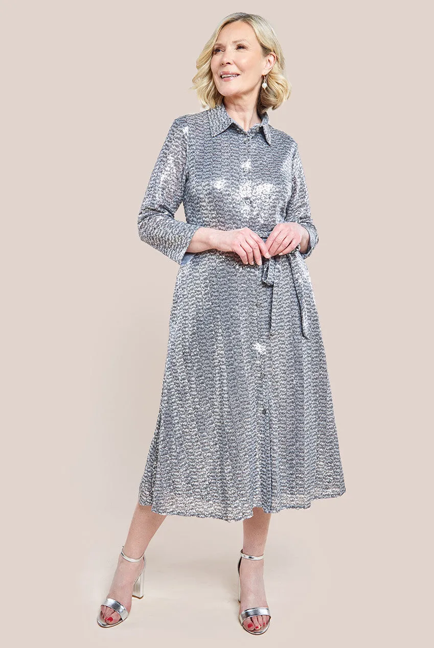 Sequin Skater Shirt - Silver by Goddiva sold by Goddiva