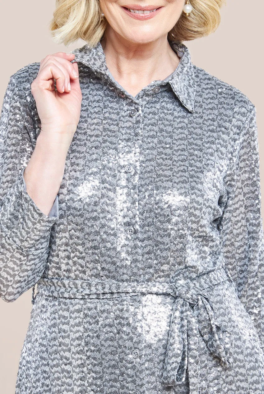 Sequin Skater Shirt - Silver by Goddiva sold by Goddiva product image thumbnail 3