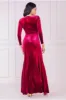 Square Neck Gathered Waist Velvet Maxi - Burgundy by Goddiva sold by Goddiva