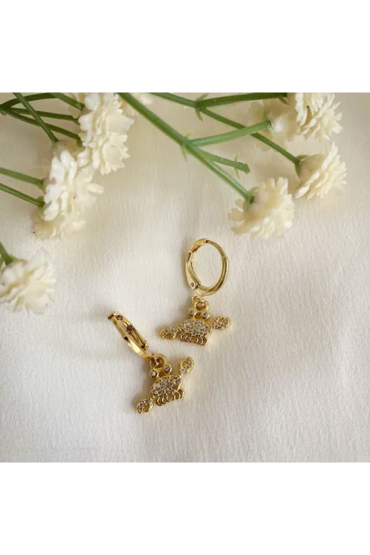 Wisteria London Cari CZ Crab Huggie Hoop Earrings sold by Goddiva