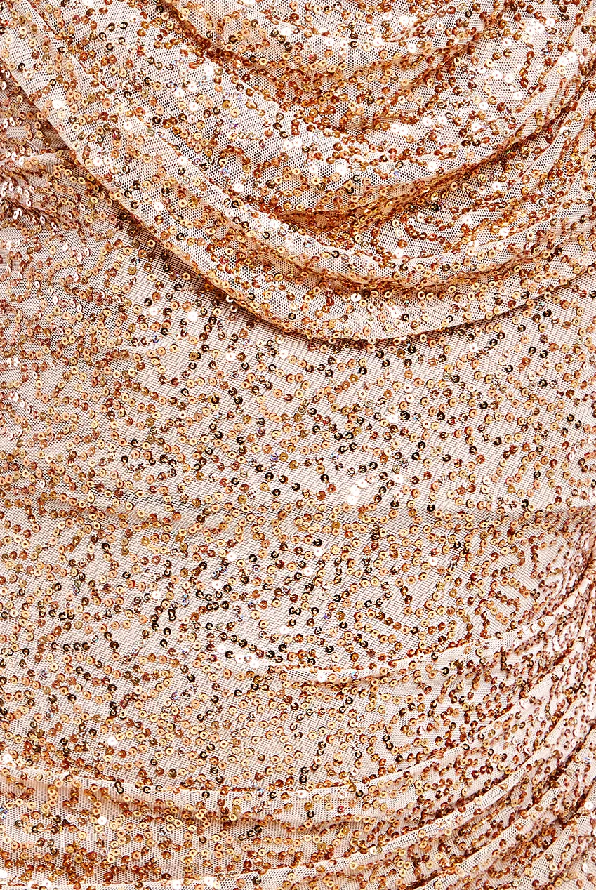 Sequin Cowl One Shoulder Maxi Dress - Gold by Goddiva sold by Goddiva product image thumbnail 4