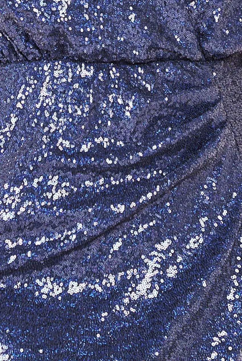 Sequin Front Split Shirt Dress - Navy by Goddiva sold by Goddiva product image thumbnail 4