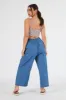 Blue Chambray Pants by Double Second sold by Goddiva