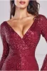 Stripe Sequin Jumpsuit - Wine by Goddiva sold by Goddiva