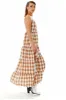 Gingham Print Maxi Dress In Brown And White by Liquorish sold by Goddiva