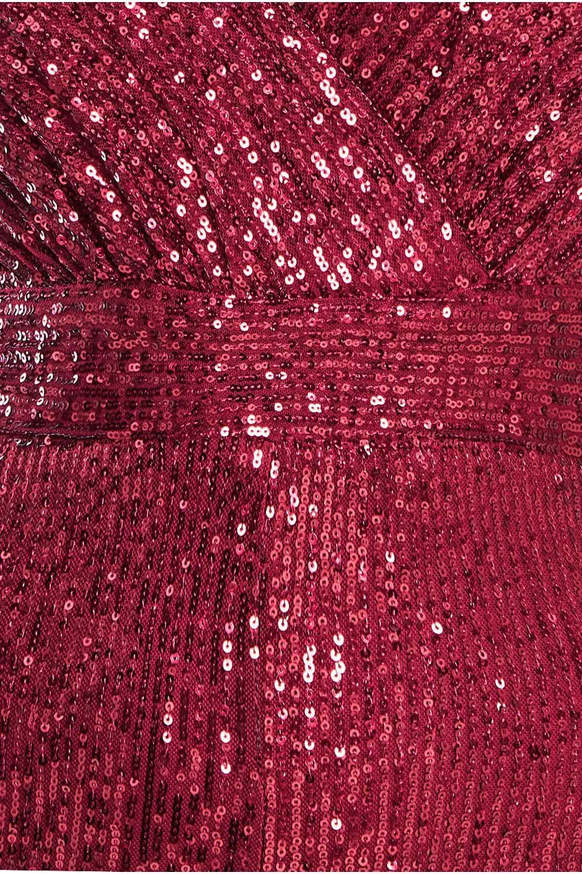 Stripe Sequin Jumpsuit - Wine by Goddiva sold by Goddiva product image thumbnail 4