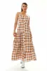 Gingham Print Maxi Dress In Brown And White by Liquorish sold by Goddiva