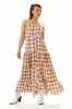 Gingham Print Maxi Dress In Brown And White by Liquorish sold by Goddiva