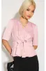 Pink Short Sleeve Knotted Crepe Satin Top by LOVE SUNSHINE sold by Goddiva