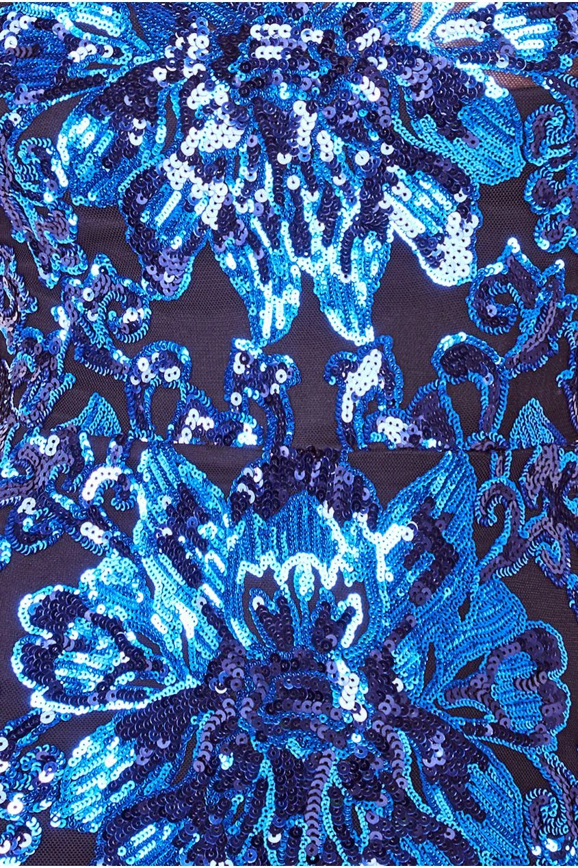 Floral Sequin Mesh Maxi - Navy by Goddiva sold by Goddiva product image thumbnail 4