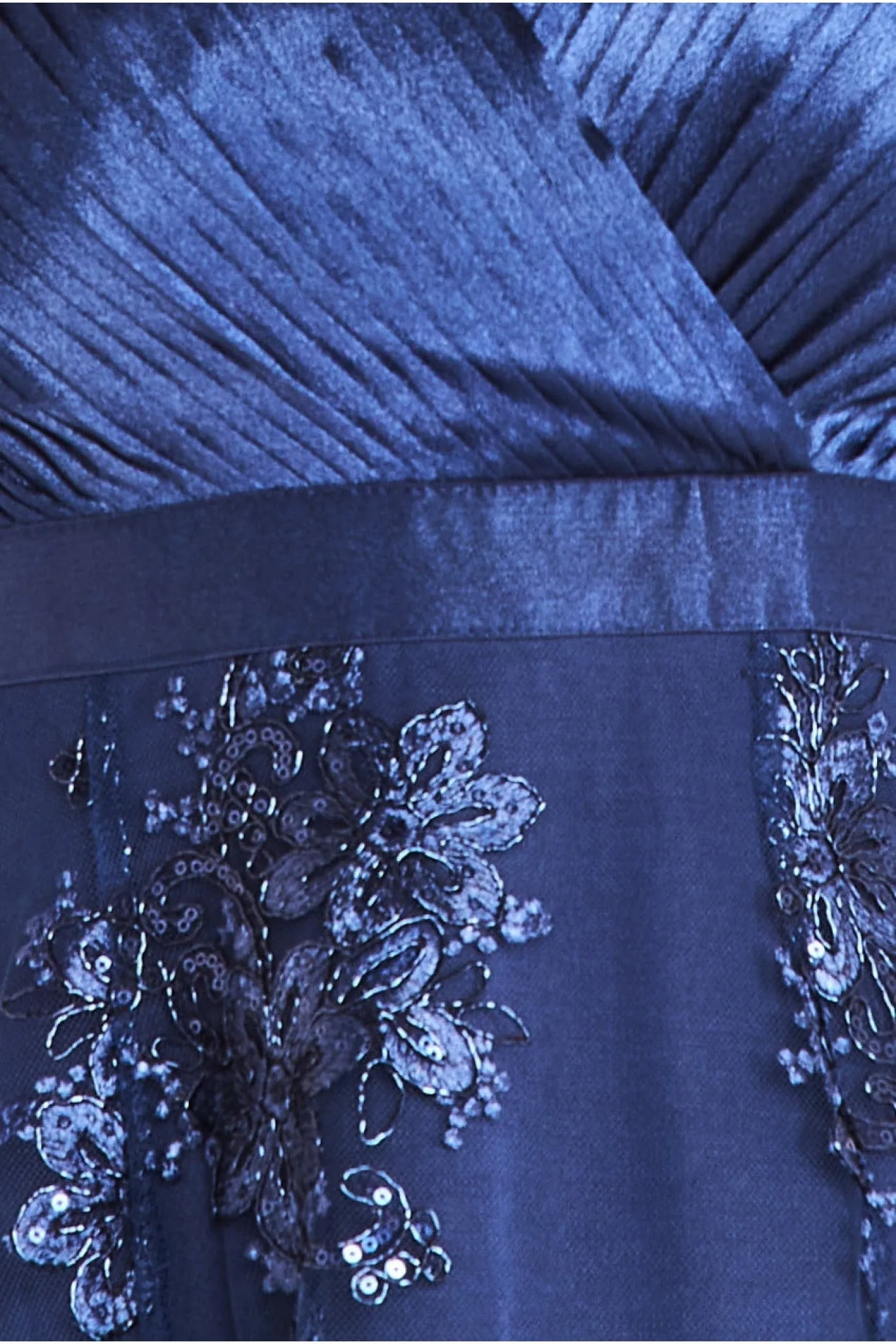 Pleated Satin V Neck High And Low Midi - Navy by Goddiva sold by Goddiva product image thumbnail 3