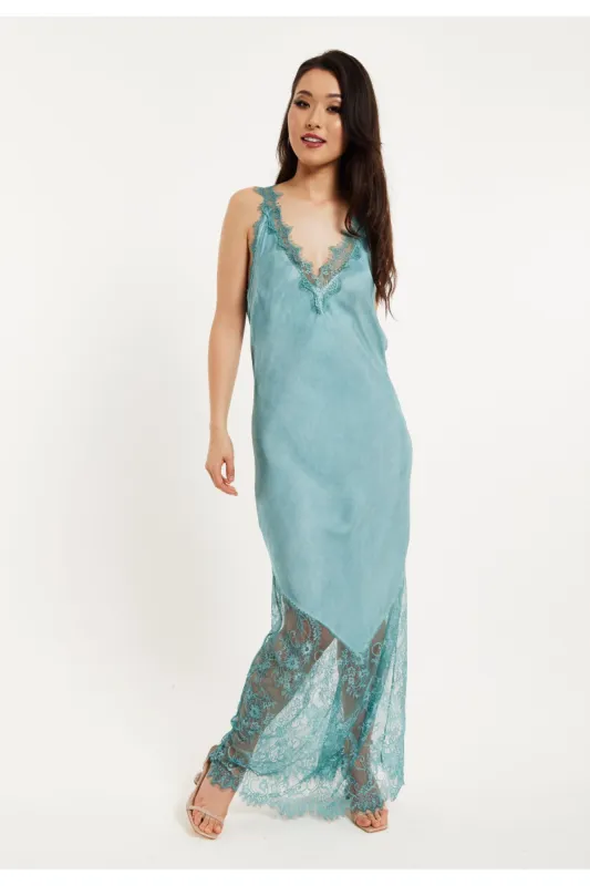 Lace Detail V Neck Maxi Dress by Liquorish sold by Goddiva