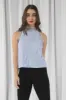 Double Second Blue Halter Neck Lace Top sold by Goddiva