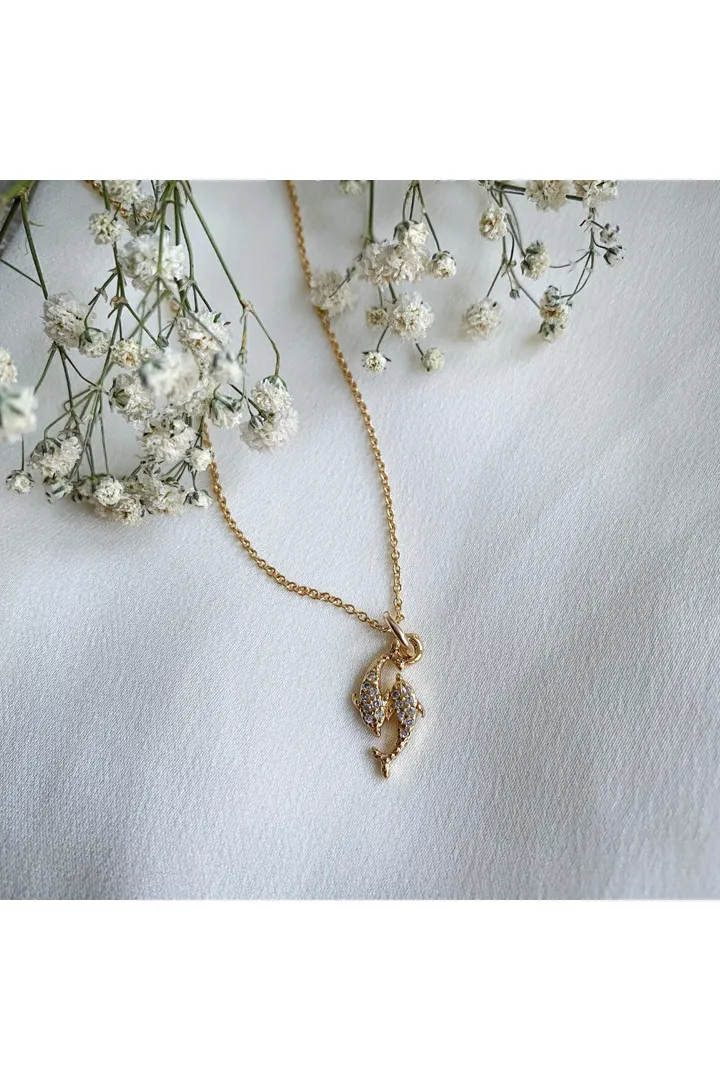 Wisteria London Delphina CZ Dolphin Necklace sold by Goddiva