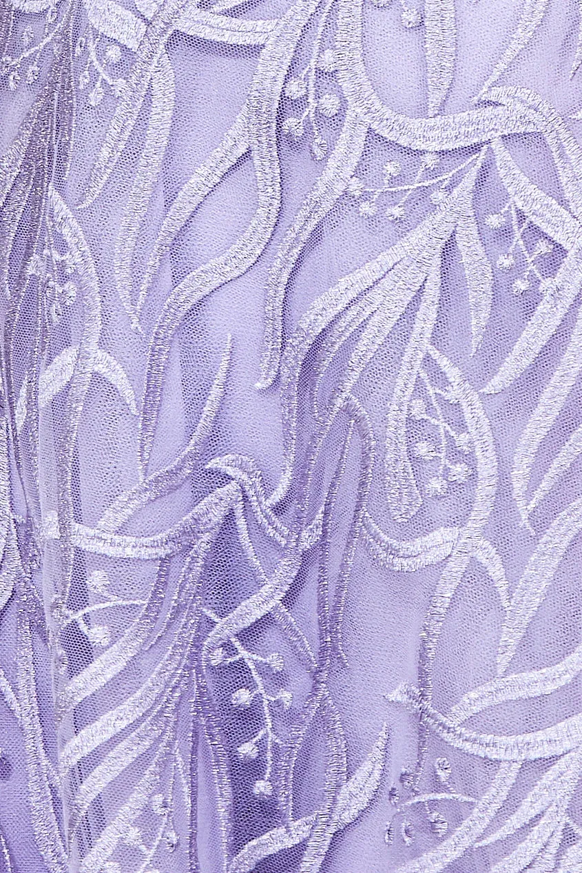 Embroidered Mesh Midi Dress - Lilac by Goddiva sold by Goddiva product image thumbnail 4