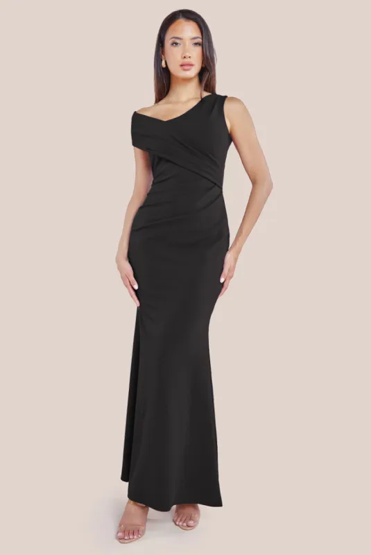Scuba Crepe  Off The Shoulder Maxi - Black by Goddiva sold by Goddiva