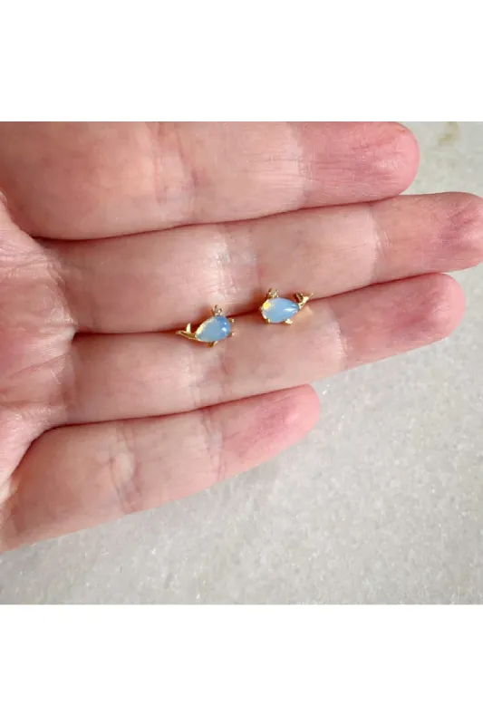 Wisteria London Dainty Whale Stud Earrings sold by Goddiva