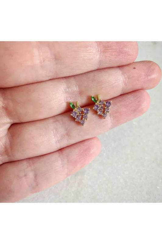 Wisteria London Dainty Grape Stud Earrings sold by Goddiva
