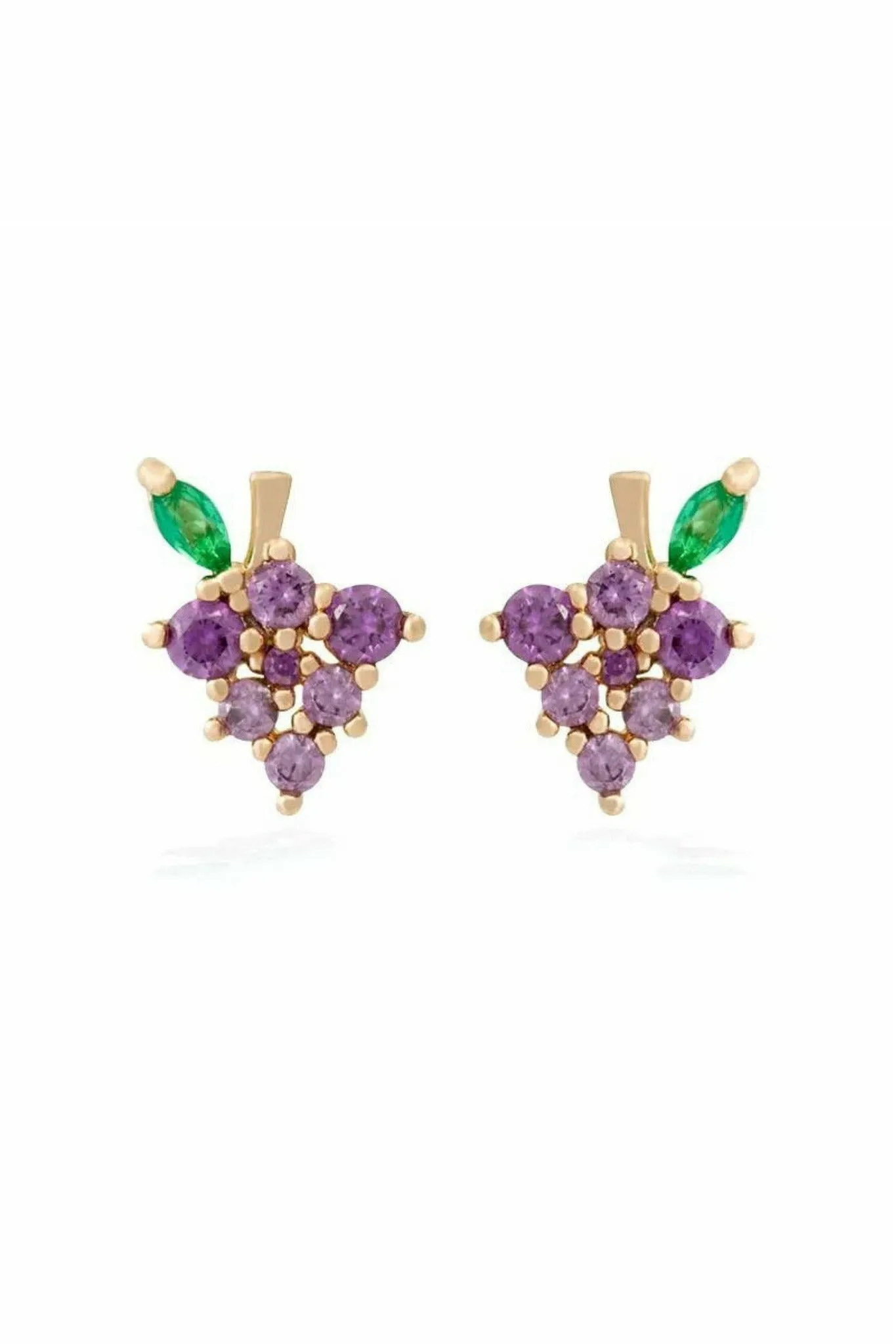Wisteria London Dainty Grape Stud Earrings sold by Goddiva product image thumbnail 4