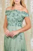 Goddiva Bardot Sequin & Lace High Low Midi - Sage Green sold by Goddiva