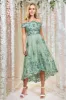 Goddiva Bardot Sequin & Lace High Low Midi - Sage Green sold by Goddiva