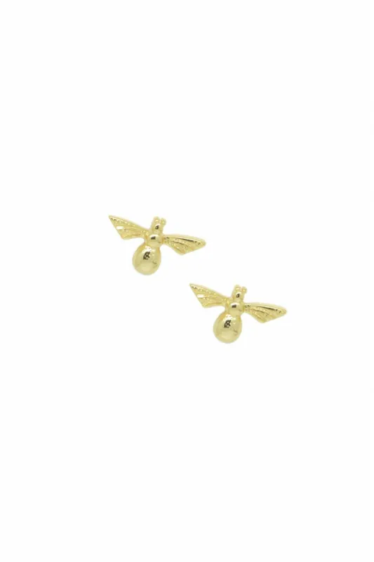 White Leaf Bee Earring In Gold sold by Goddiva