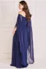 Chiffon Off The Shoulder Maxi With Cape Sleeves - Navy by Goddiva sold by Goddiva