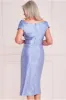 Satin Front Split Bardot Cowl Midi - Dusty Blue by Goddiva sold by Goddiva