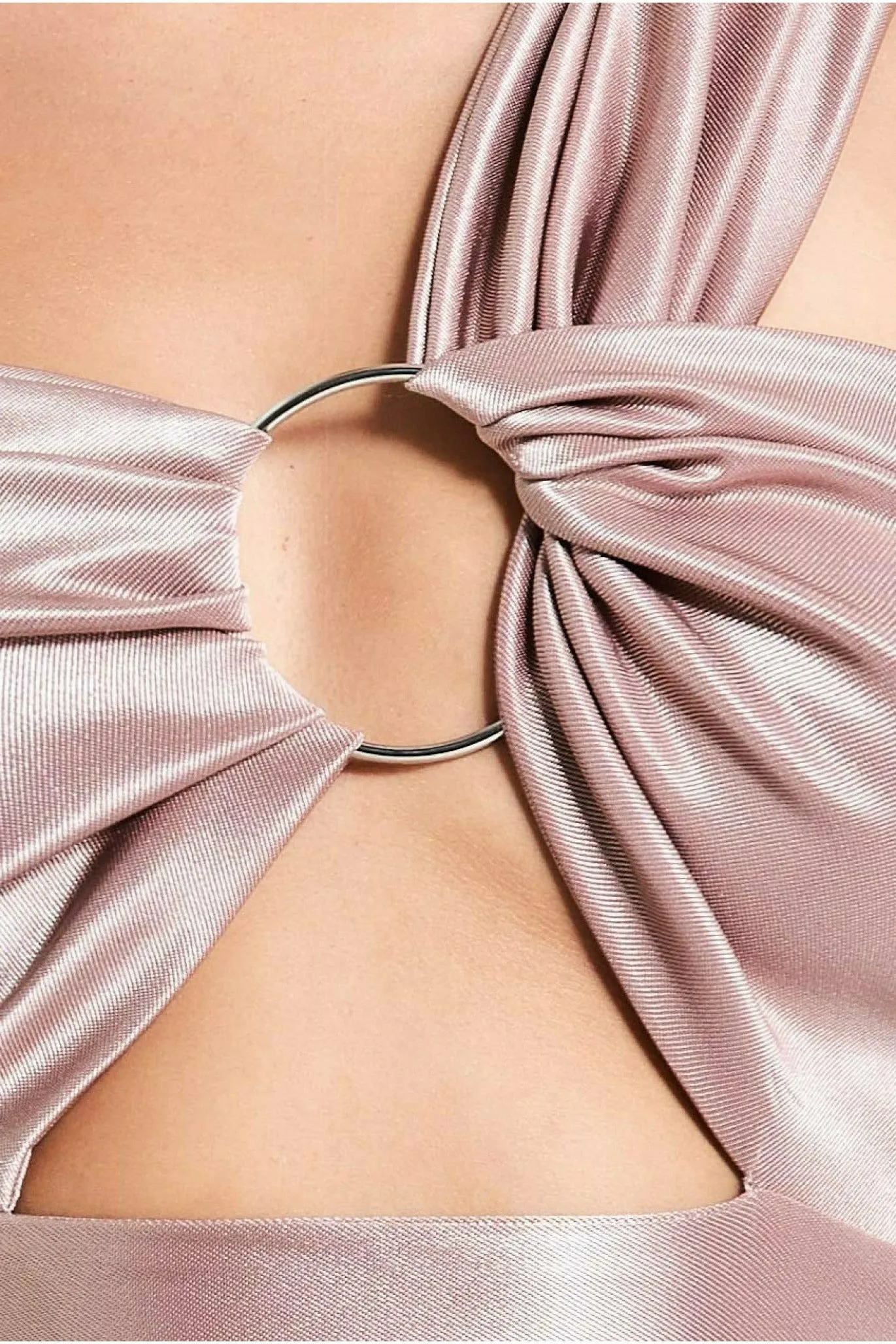 Ruched One Shoulder Maxi With Ring Detail -champagne by Goddiva sold by Goddiva product image thumbnail 4