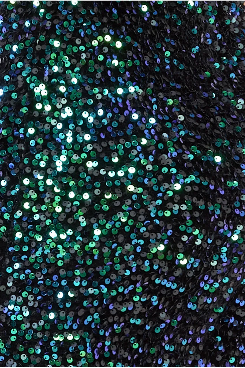 Multi Sequin Velvet Bodycon Mini - Emerald Green by Goddiva sold by Goddiva product image thumbnail 4