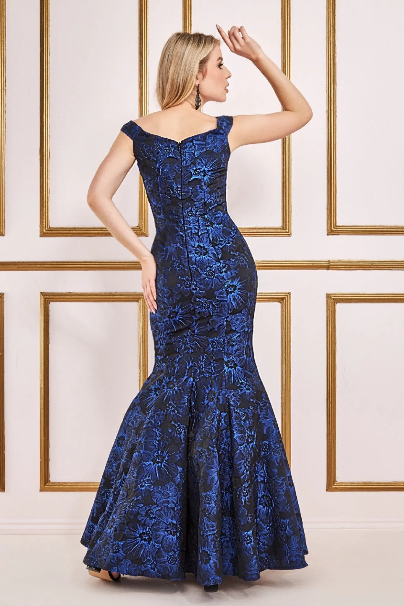 Bardot Jacquard Maxi Dress - Royal Blue by Goddiva sold by Goddiva product image thumbnail 2